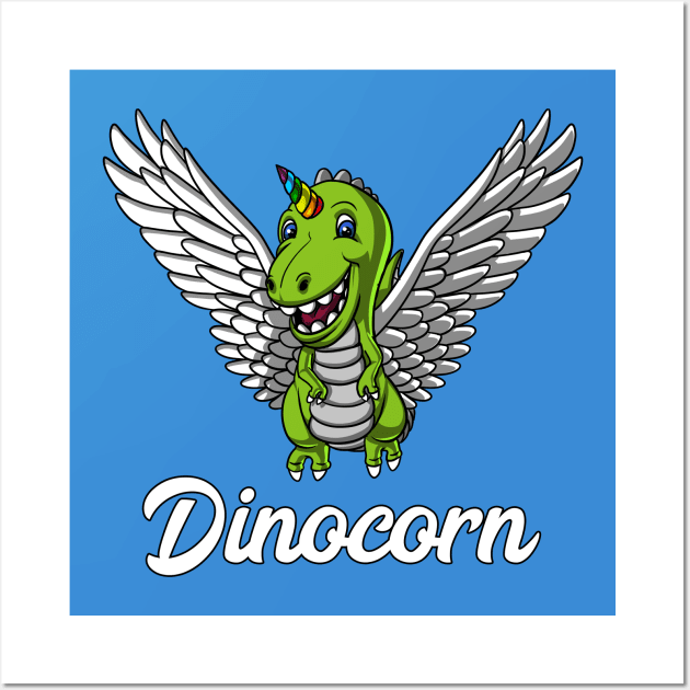 Dinocorn T-Rex Dinosaur Unicorn Wall Art by underheaven